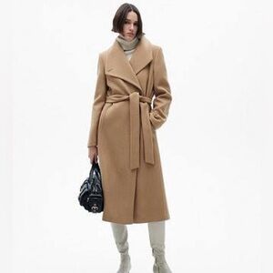 Italian Wool Long Coat in BLACK- NWT